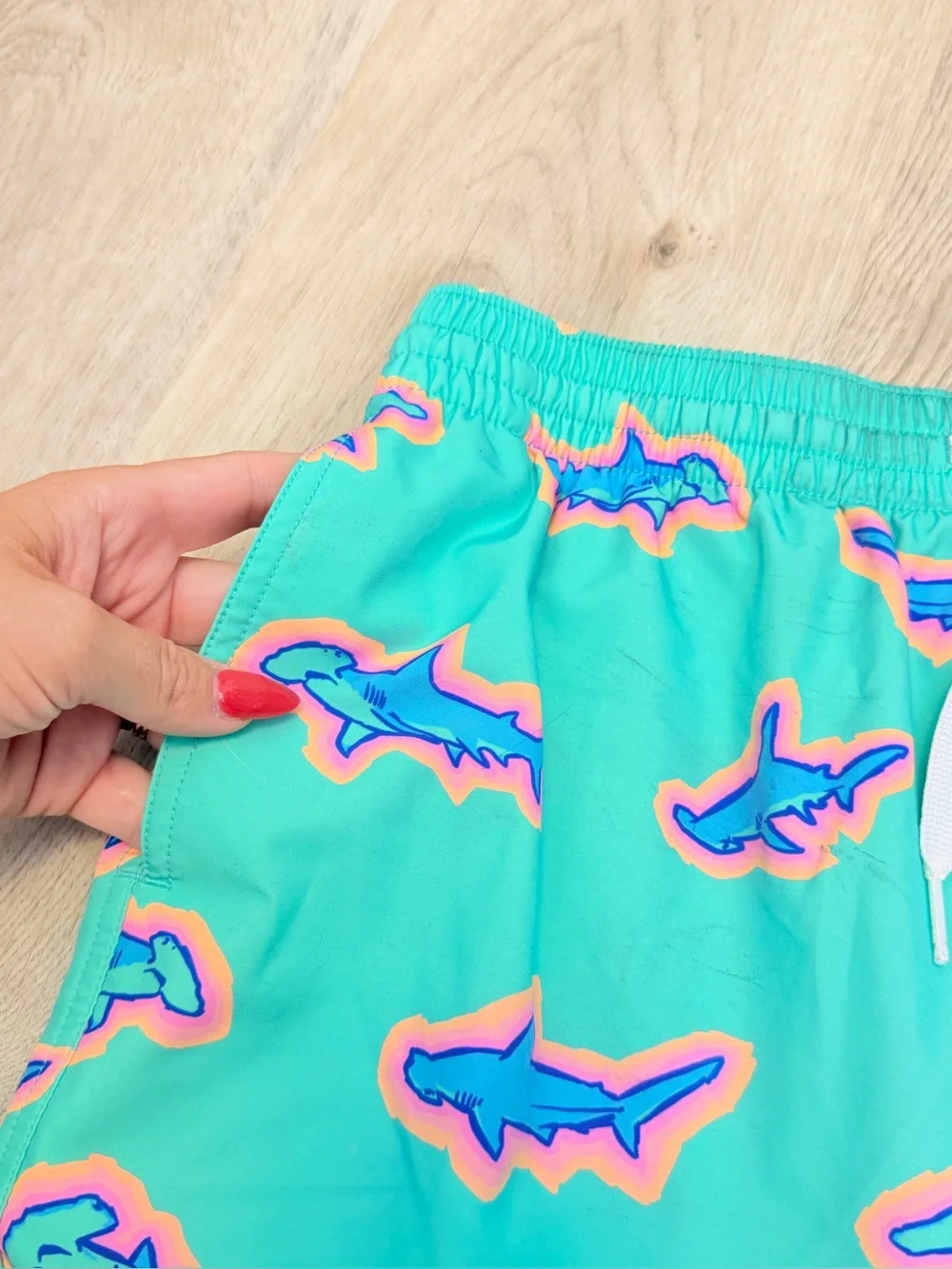 Chubbies Aqua Shark Print Swim Trunks